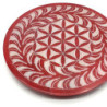 Porte-Encens Pierre Rond Fleur de Vie Rouge 10cm