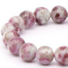 BRACELET BOULE 10MM TOURMALINE ROSE SUR QUARTZ A+ (10-11MM)