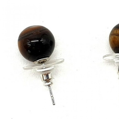 Boucles d'oreilles Perle Oeil de Tigre 10mm