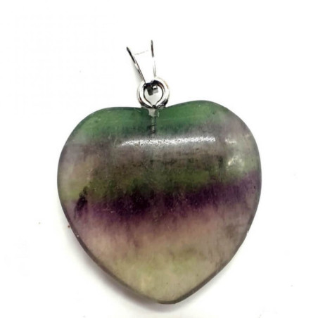 Pendentif Coeur Fluorite Multi 2.5cm