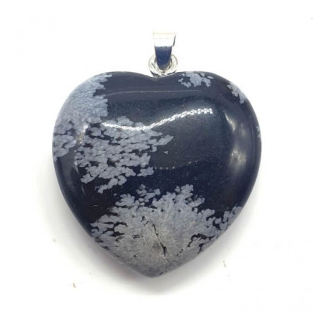 Pendentif Coeur Obsidienne Neige 2.5cm