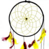 Attrape-rêves plumes jaune/bordeaux