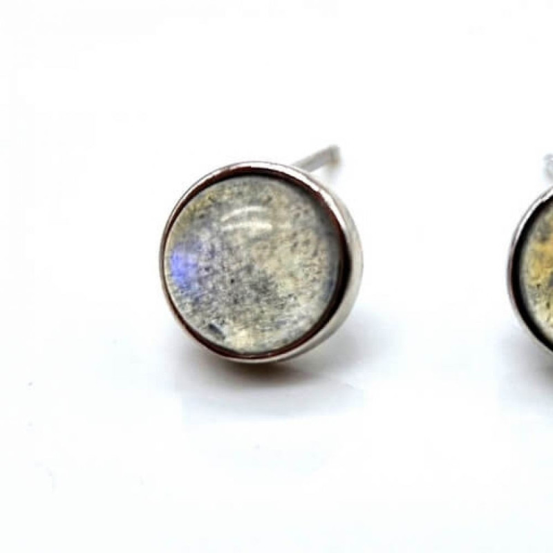 Boucles d'oreilles Argent 925  Labradorite ronde polie