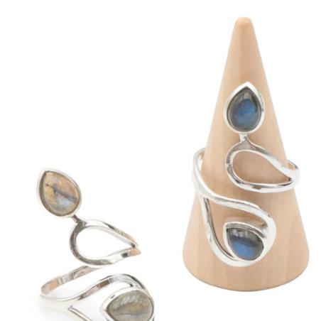 BAGUE ARGENT 925 RÉGLABLE MODÈLE 05 LABRADORITE AA
