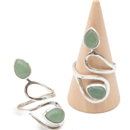 BAGUE ARGENT 925 RÉGLABLE MODÈLE 05 AVENTURINE VERTE A