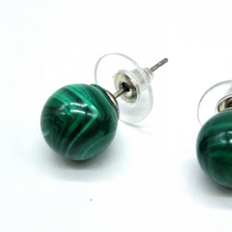 Boucles d'oreilles Perle Malachite 10mm