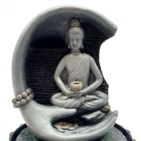 Fontaine Résine Bouddha Méditation sur Main 29cm
