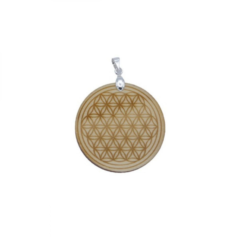 FLEUR DE VIE EN BOIS PENDENTIF