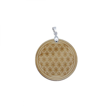 FLEUR DE VIE EN BOIS PENDENTIF