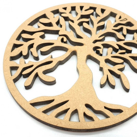 Plaque Bois Arbre de Vie Sculptée 10cm