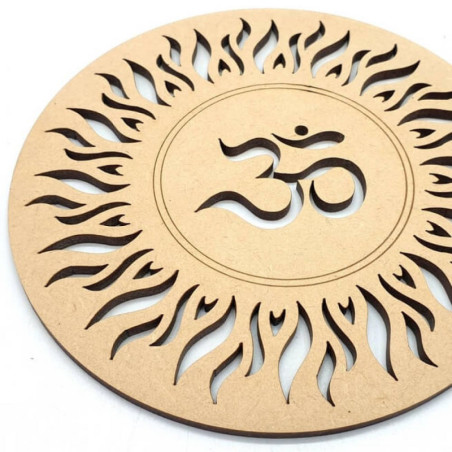Plaque Bois OM Soleil gravée 15cm